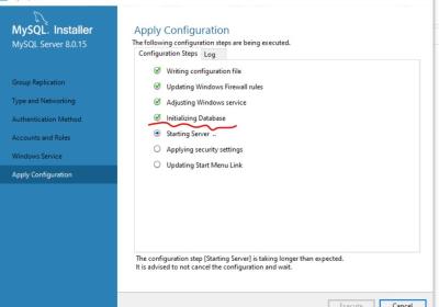 安装mysql时出现initializing database、starting service错误