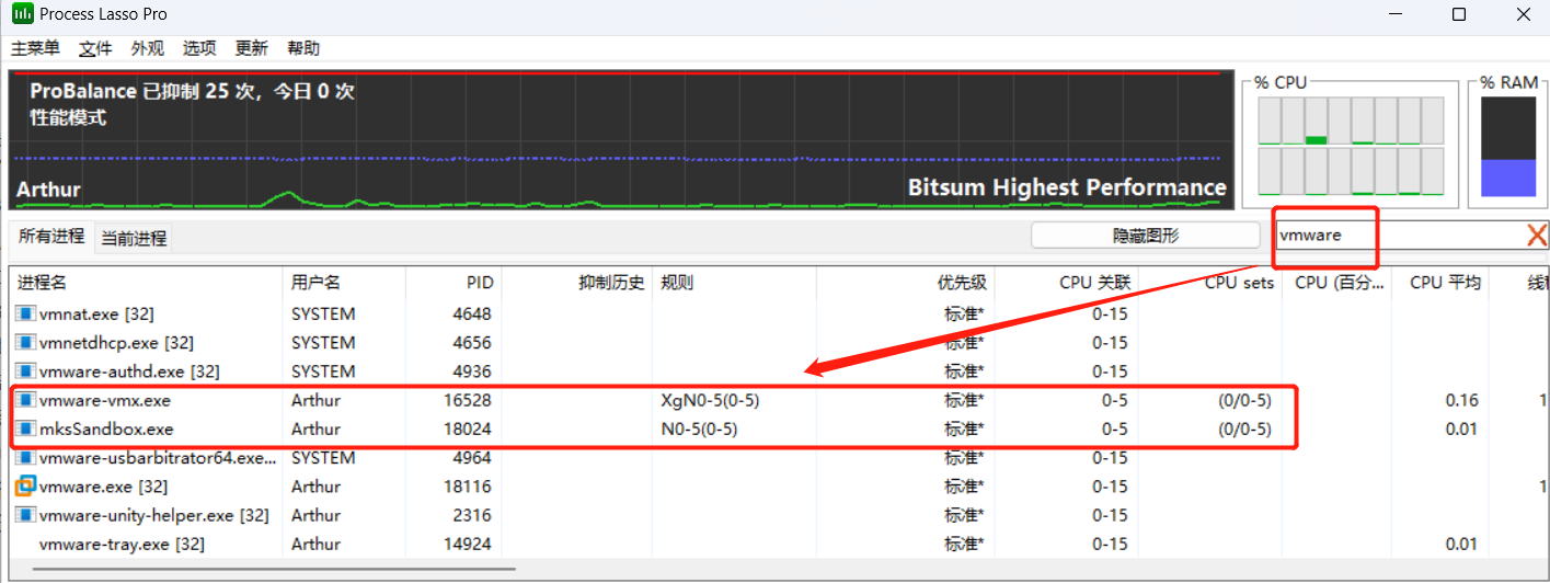 关于 win11 系统下12代13代英特尔大小核架构 CPU 的 VMware 优化：输入延迟、卡顿，大小核调度,搜索进程,第6张