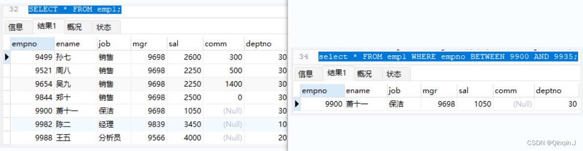 MySQL学习总结（查询所有字段、查询指定字段、查询去重数据、条件查询）,第21张