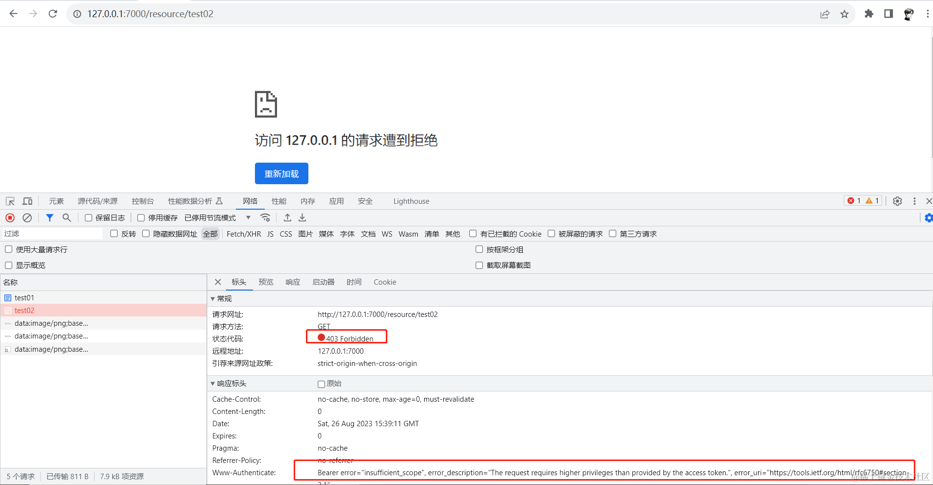 Spring Authorization Server入门 (十六) Spring Cloud Gateway对接认证服务,权限不足,第13张