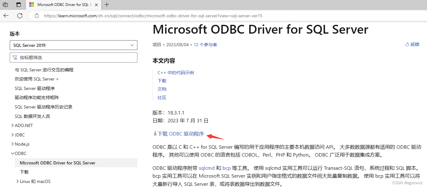 下载安装Microsoft ODBC Driver for SQL Server和配置SQL Server ODBC数据源,第1张