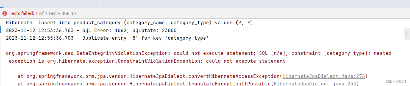 org.springframework.dao.DataIntegrityViolationException: could not execute statement； SQL [na]； con,第1张